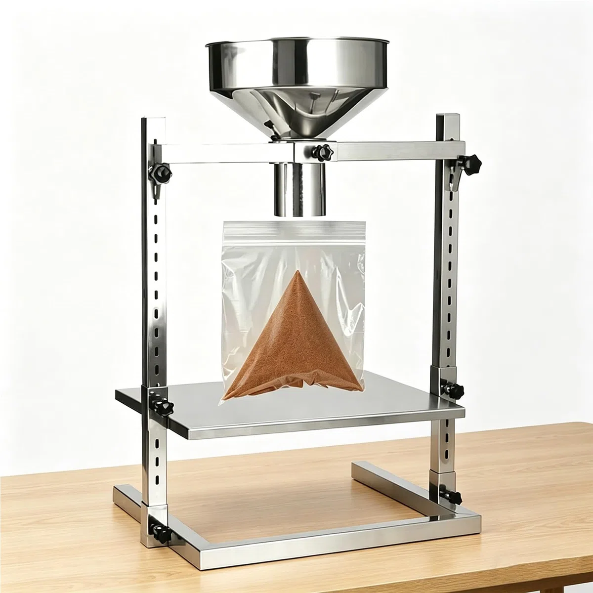 Futtertrichter für Pulver, Flüssigkeit, Granulatverpackung, Edelstahl mit verstellbarer Höhe und unterer Öffnung, 1,2 cm - 7 cm
