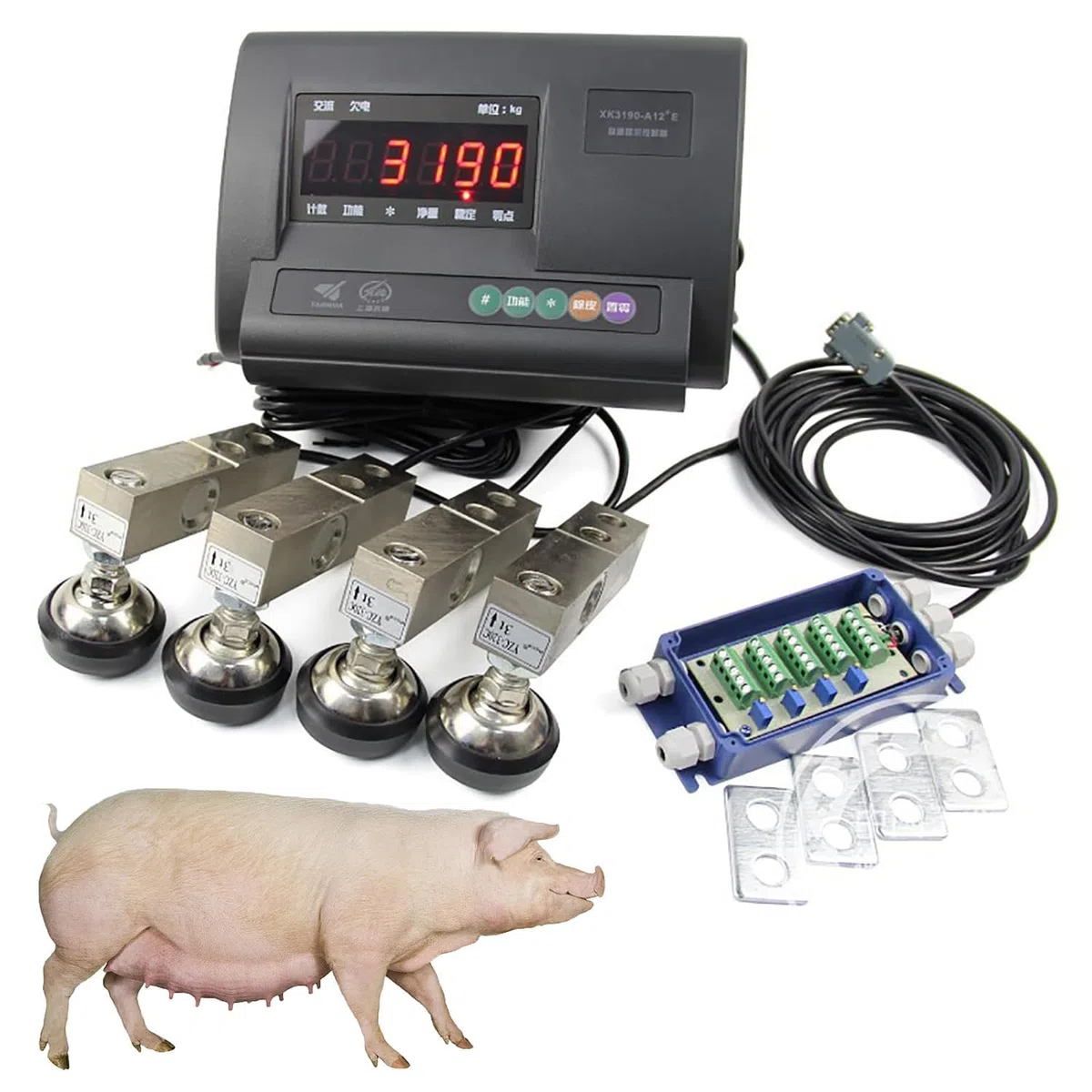 Viehwaage-Set, 3000 kg, Stahlbalken, Wägezelle für Rinder, Ziegen, Schweine