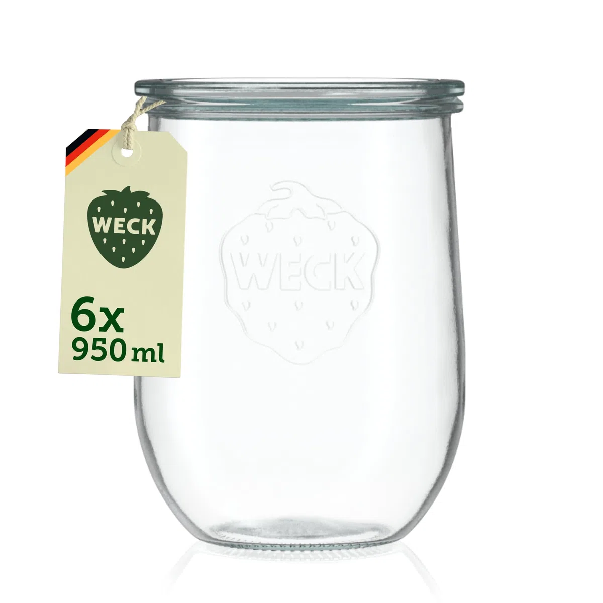 Weck Gläser 950ml – 6er Set mit Deckeln – Tulpenform – robuste, stapelbare Vorratsgläser- & Einweckgläser - ideal für Meal Prep, Sauerteig & Fermentieren – Made in Germany
