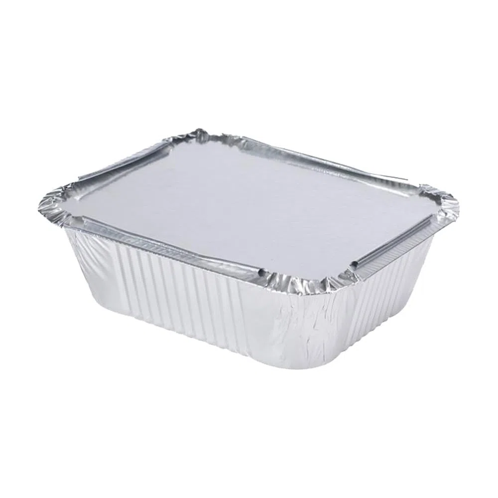 1000 Aluminiumschalen 670 cc mit luftdichten Deckeln aus Karton und Aluminium – ideal zum Aufbewahren, Transport und Kochen von Lebensmitteln